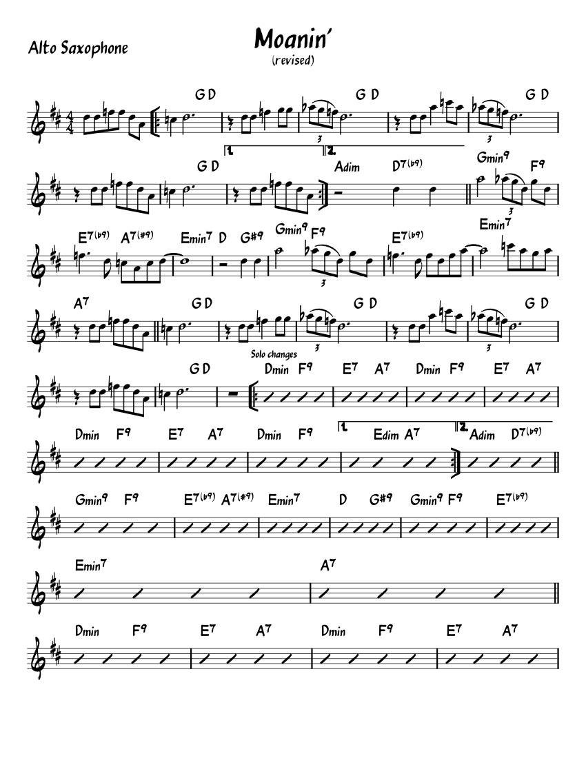 Moanin'Alto Sheet music for Piano (Solo) Easy