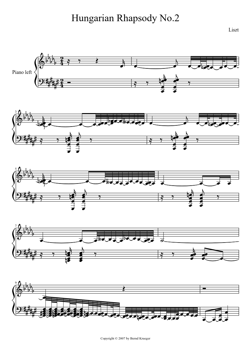 Hungarian Rhapsody No.2 Sheet music for Piano (Solo) | Musescore.com