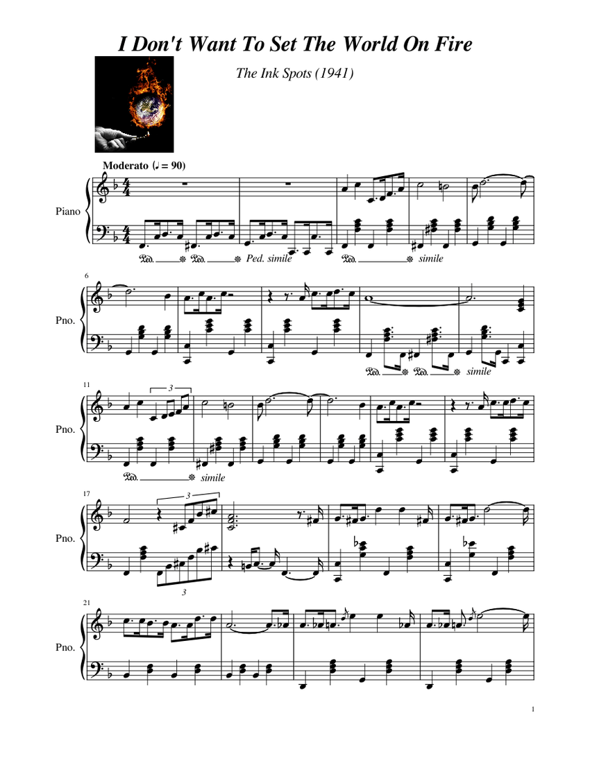 I Don T Want To Set The World On Fire The Ink Spots Sheet Music For Piano Solo Musescore Com