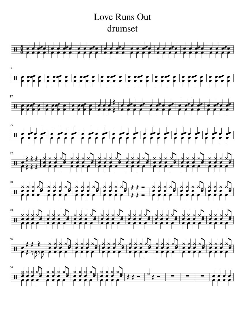 Love Runs Out- One Republic Sheet music for Drum group (Solo) |  Musescore.com