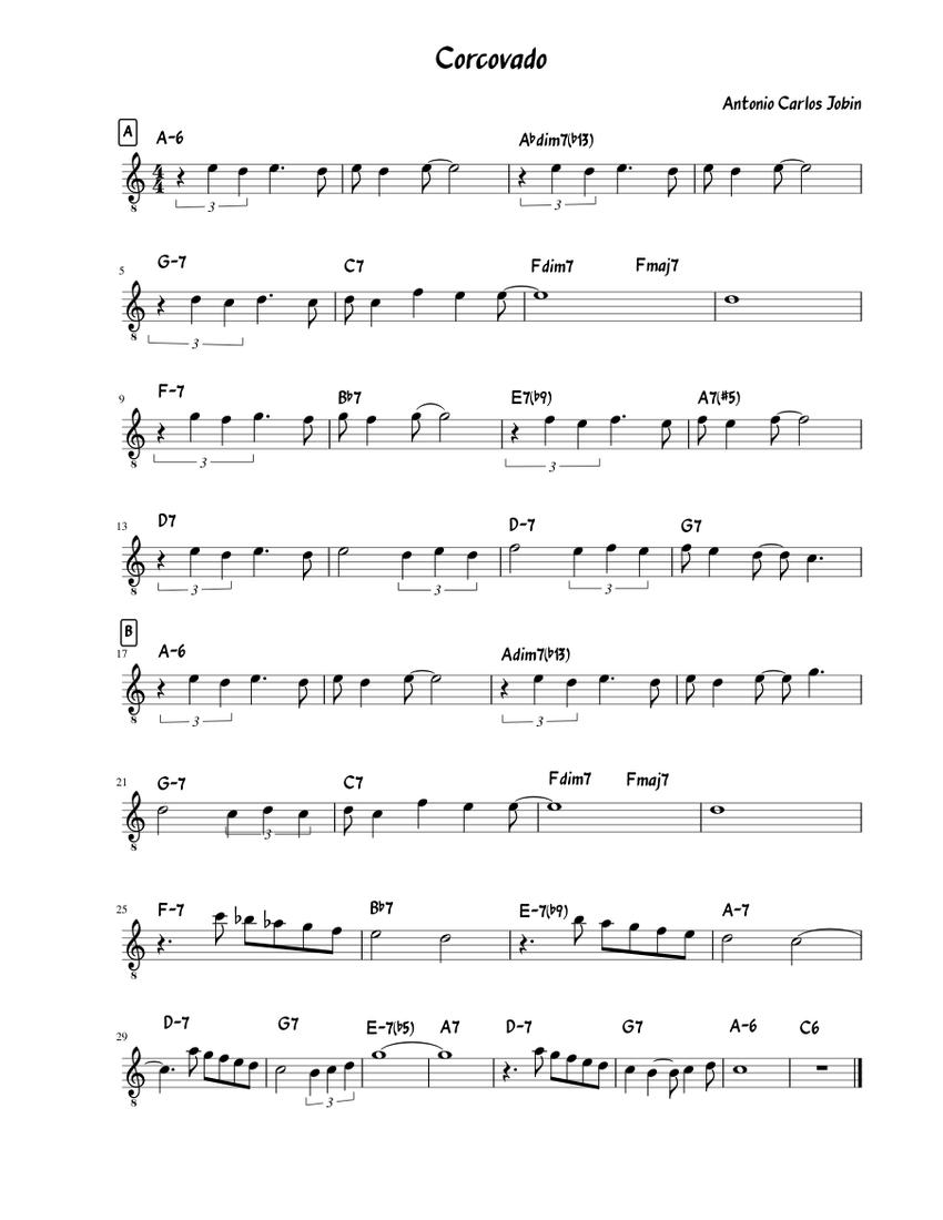 Corcovado Sheet music for Guitar (Solo)