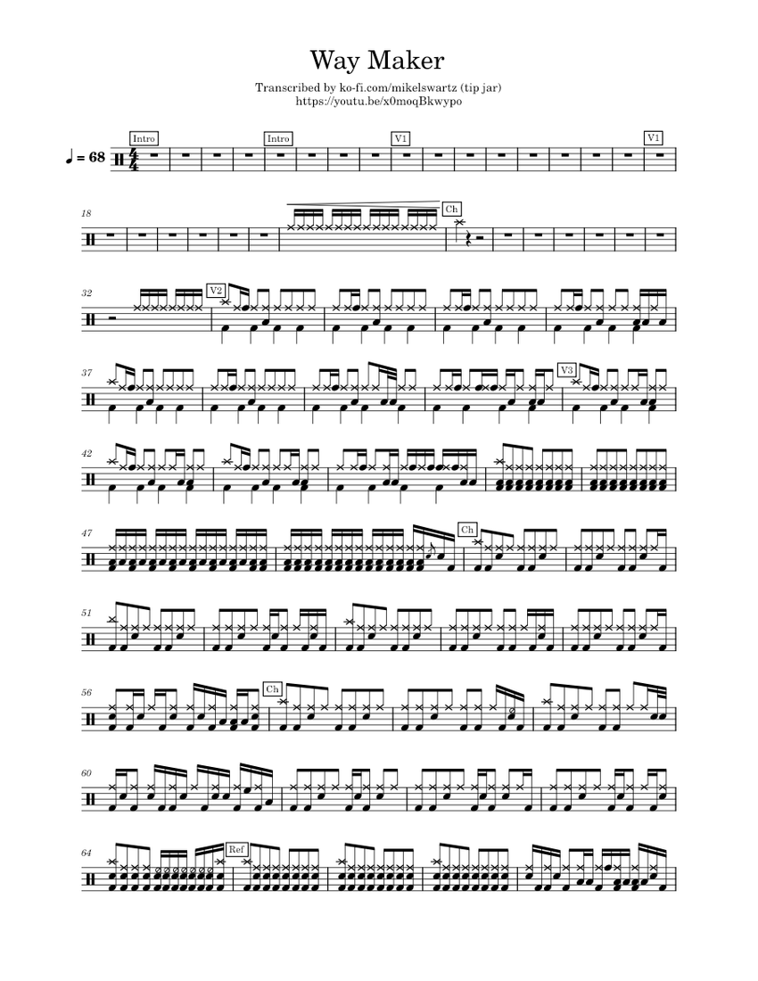 Way Maker – Leeland Sheet music for Drum group (Solo)
