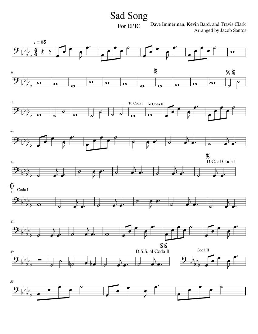 Sad Song Bass Sheet music for Piano (Solo) Easy | Musescore.com