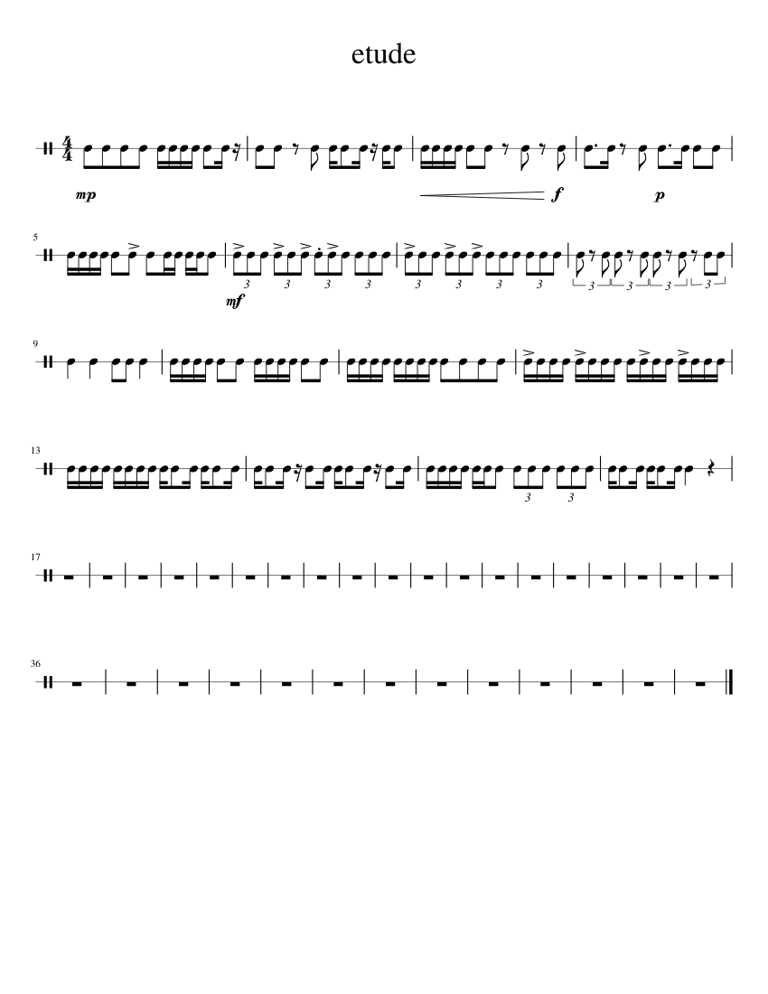 etude Sheet music for Snare drum (Solo) | Musescore.com