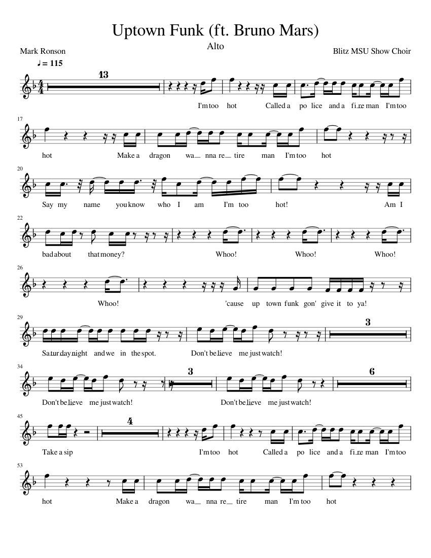Uptown Funk Alto Sheet music for Piano (Solo) Easy