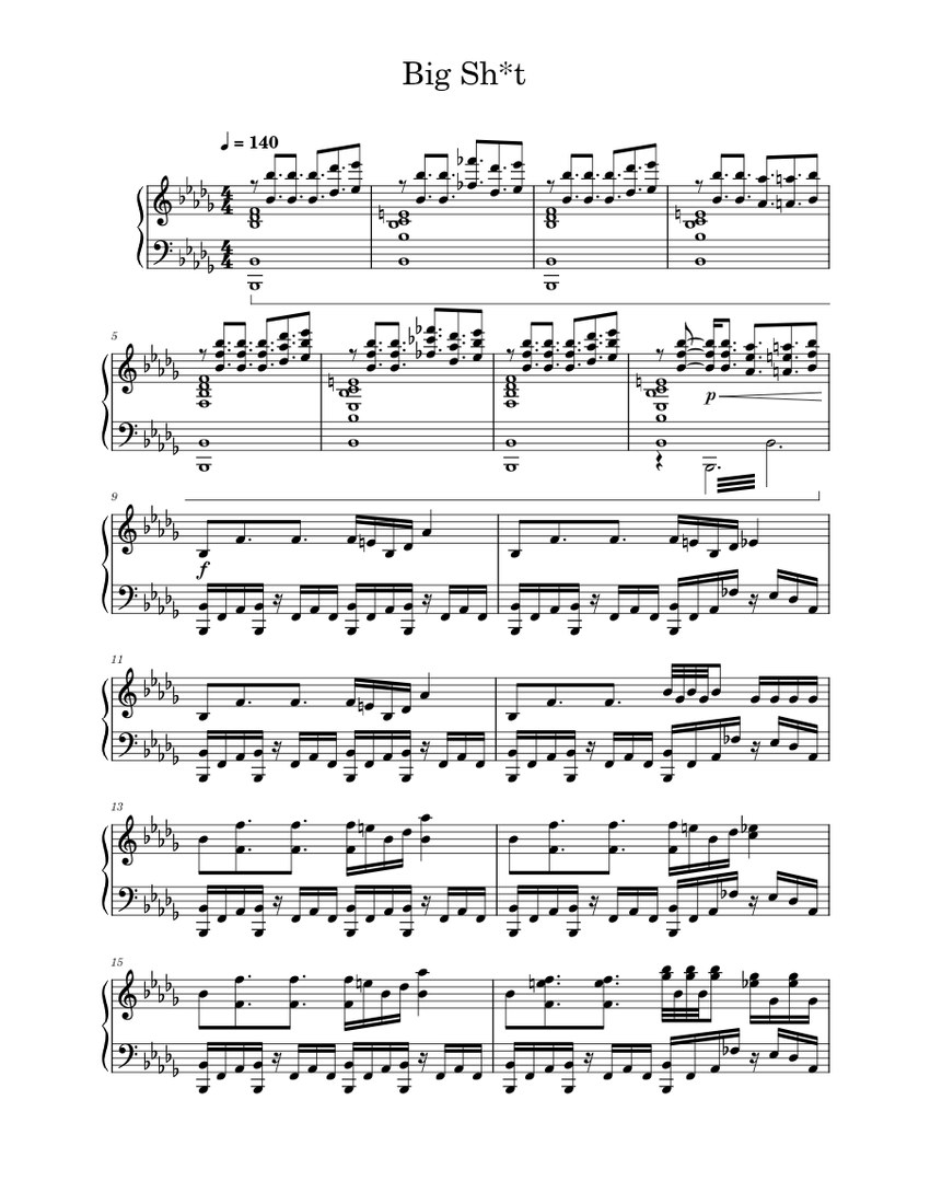 BIG SHOT Toby Fox Sheet Music For Piano Solo Musescore Com Score 0 @850x1100