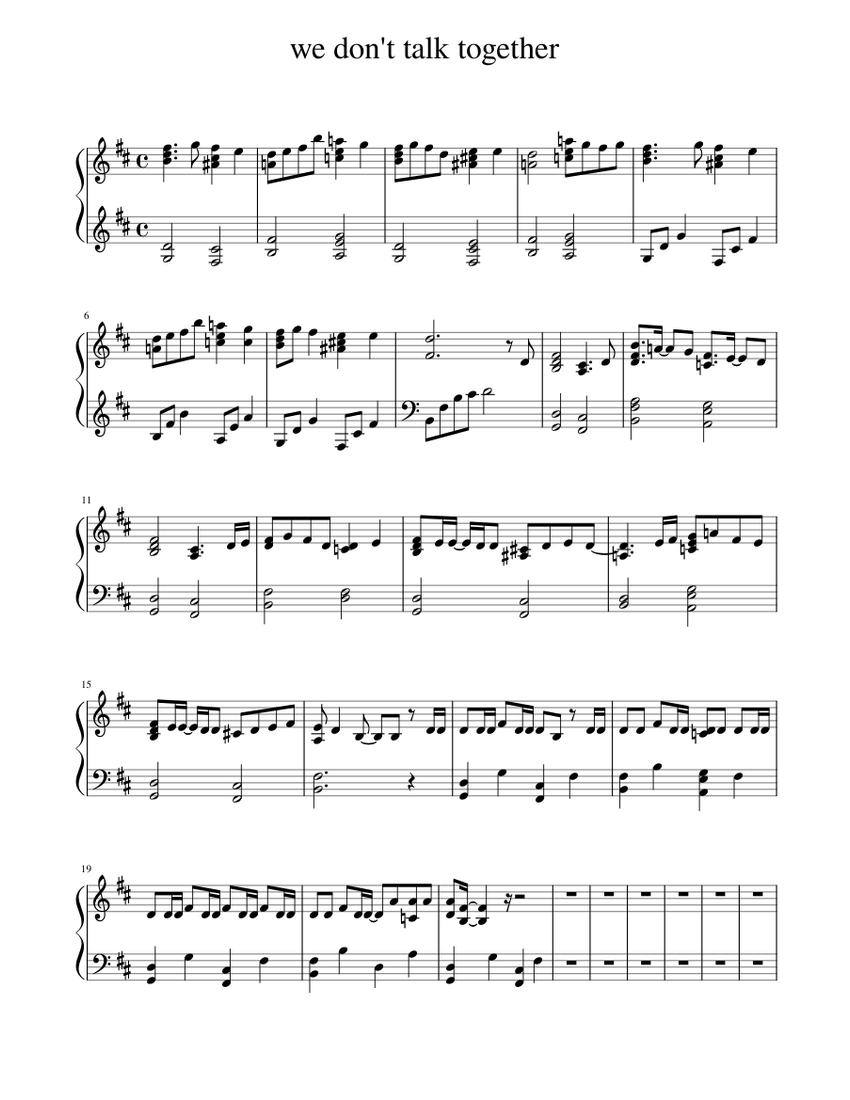 we don't talk together Sheet music for Piano (Solo) | Musescore.com