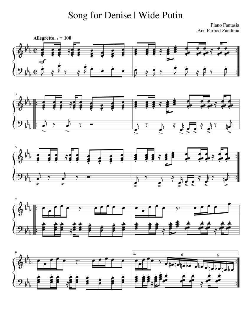 Song for Denise | Wide Putin Sheet music for Piano (Solo) | Musescore.com