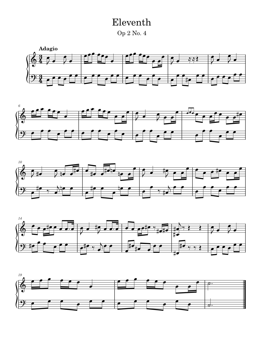 Eleventh Sheet music for Piano (Solo) Easy | Musescore.com