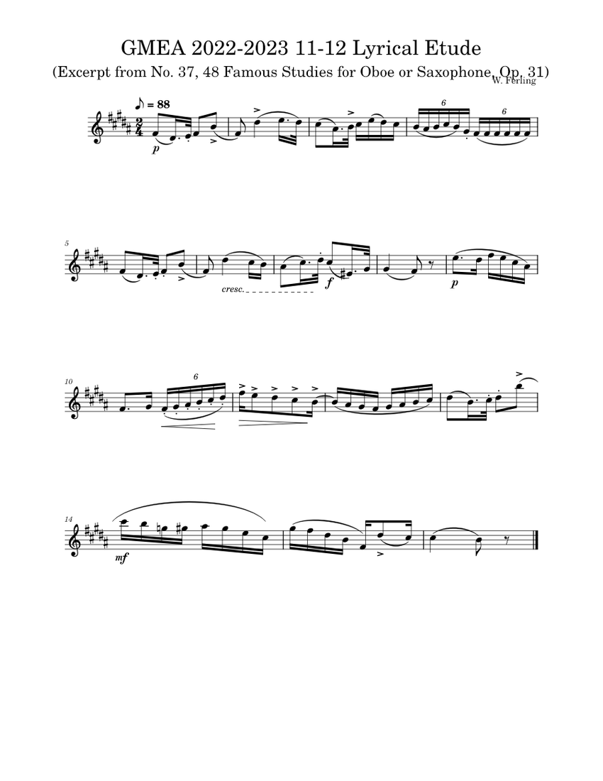 GMEA 20222023 1112 Lyrical Etude Tenor Saxophone Sheet music for