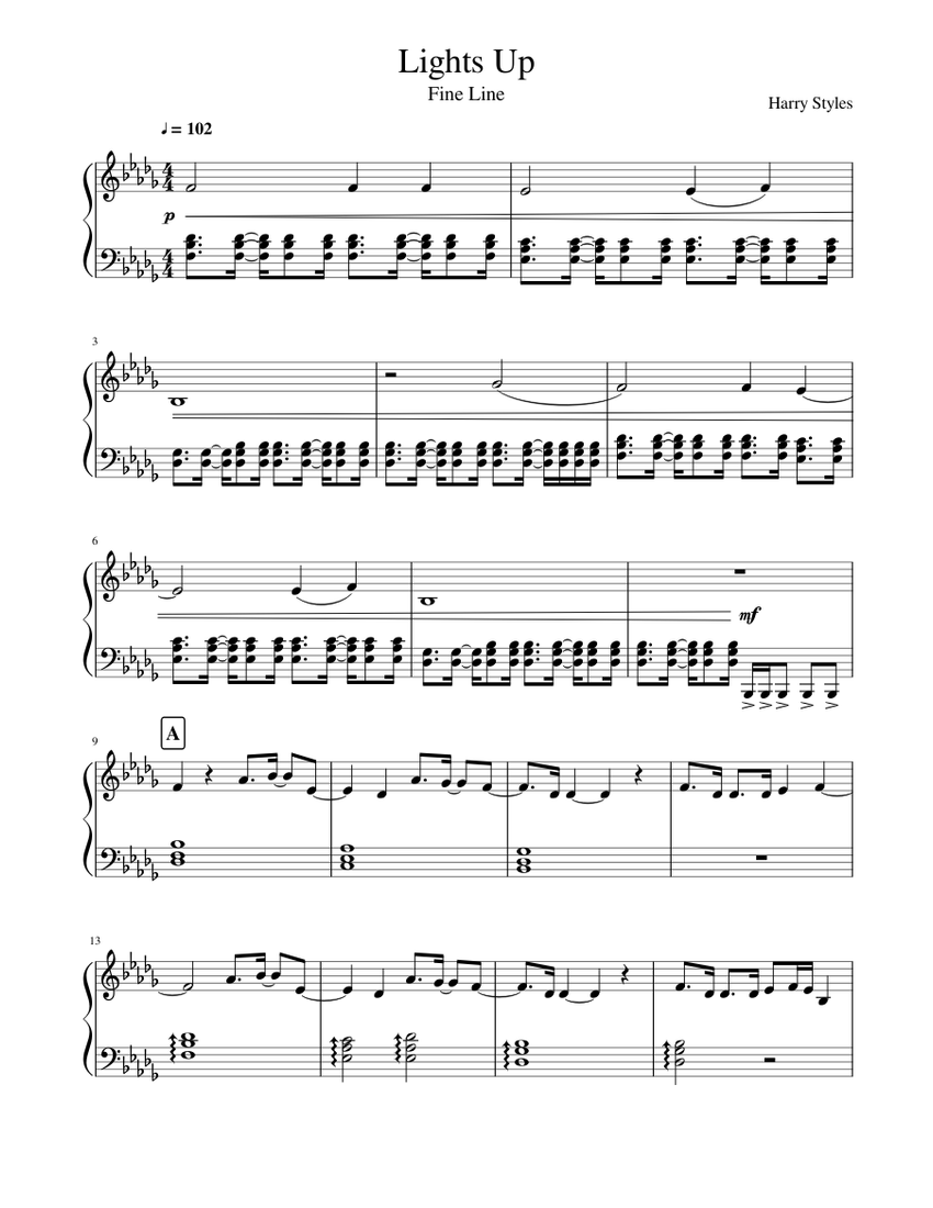 Lights Up Harry Styles Fine Line Sheet music for Piano (Solo