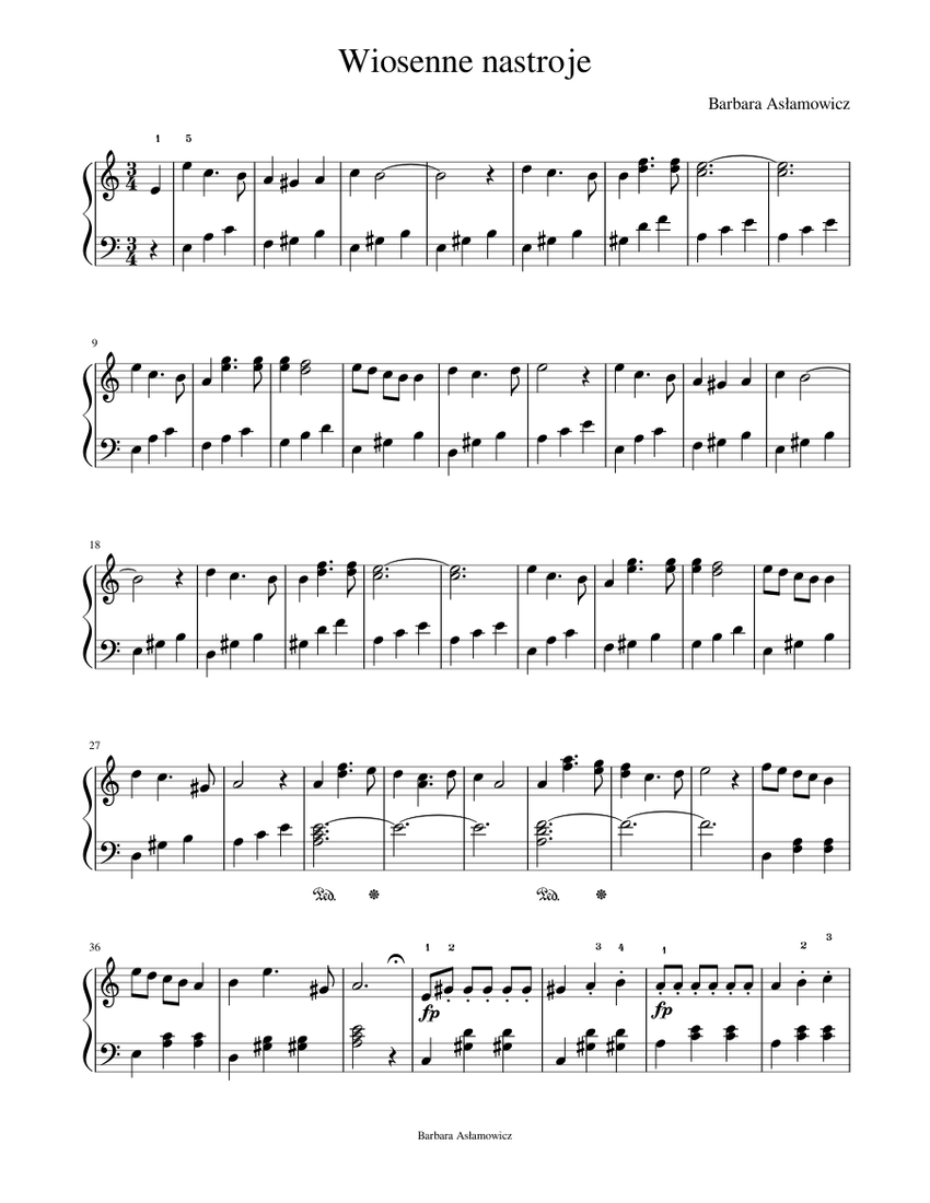 Wiosenne nastroje Sheet music for Piano (Solo) | Musescore.com