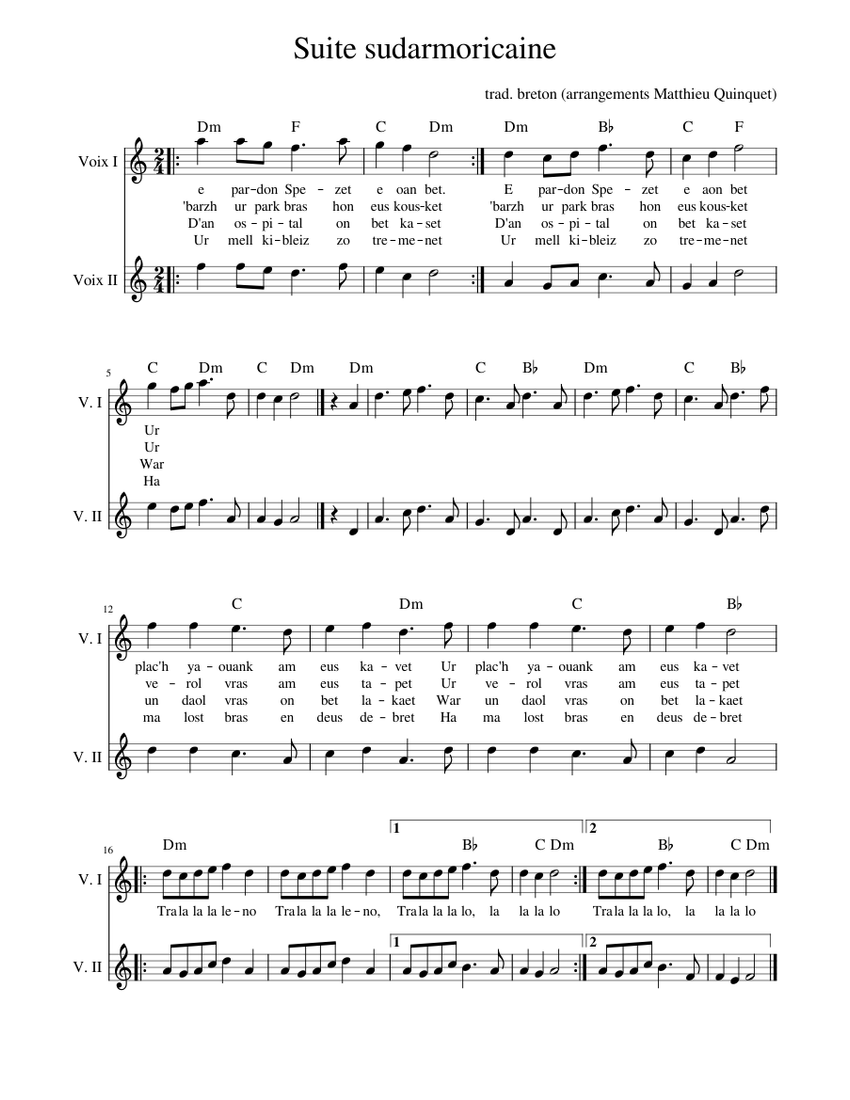 Traditional Music Suite Sudarmoricaine Sheet Music For Piano Piano Duo Musescore Com It is the only song in breton ever to make the number one chart spot on french radio europe 1. suite sudarmoricaine sheet music for