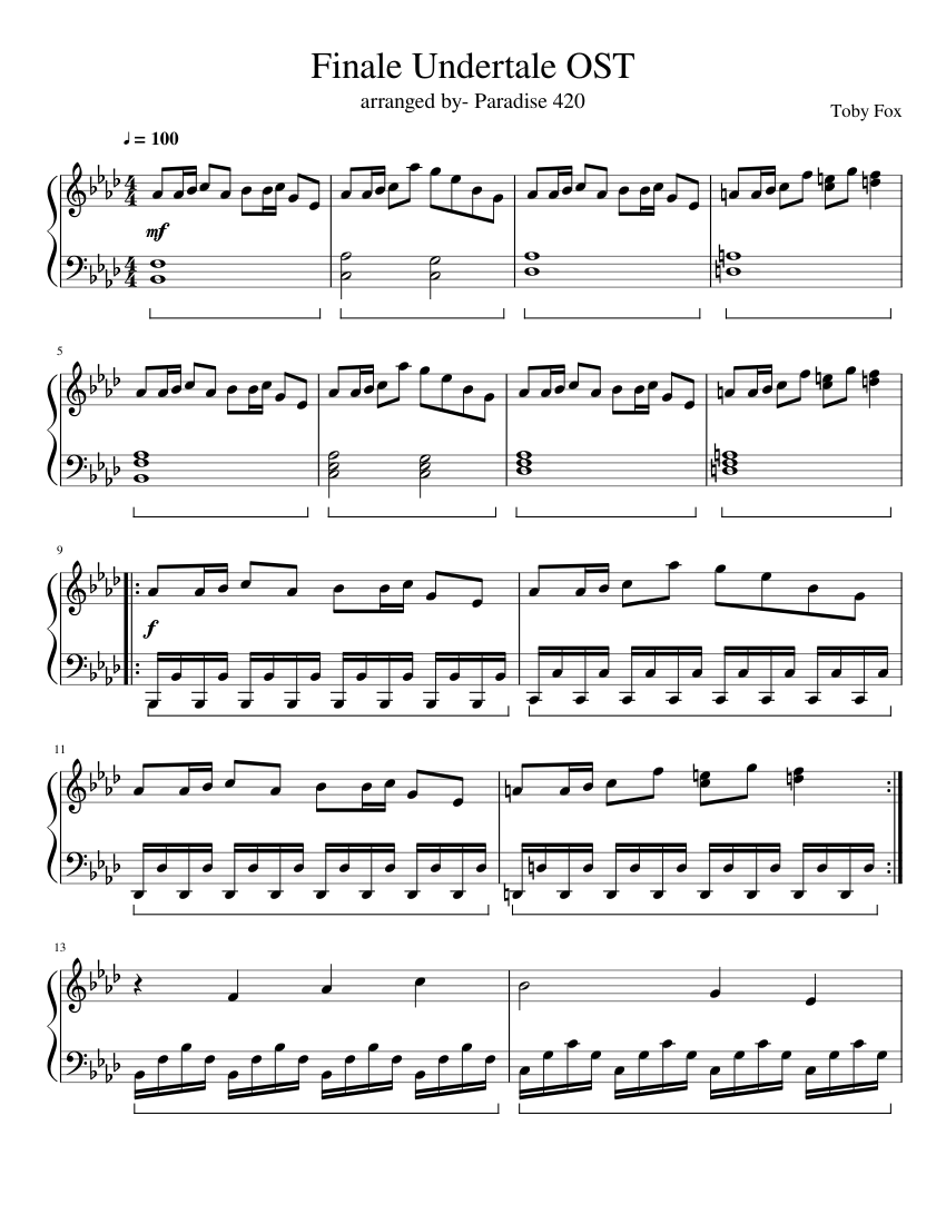 Finale- Undertale OST Sheet music for Piano (Solo) | Musescore.com