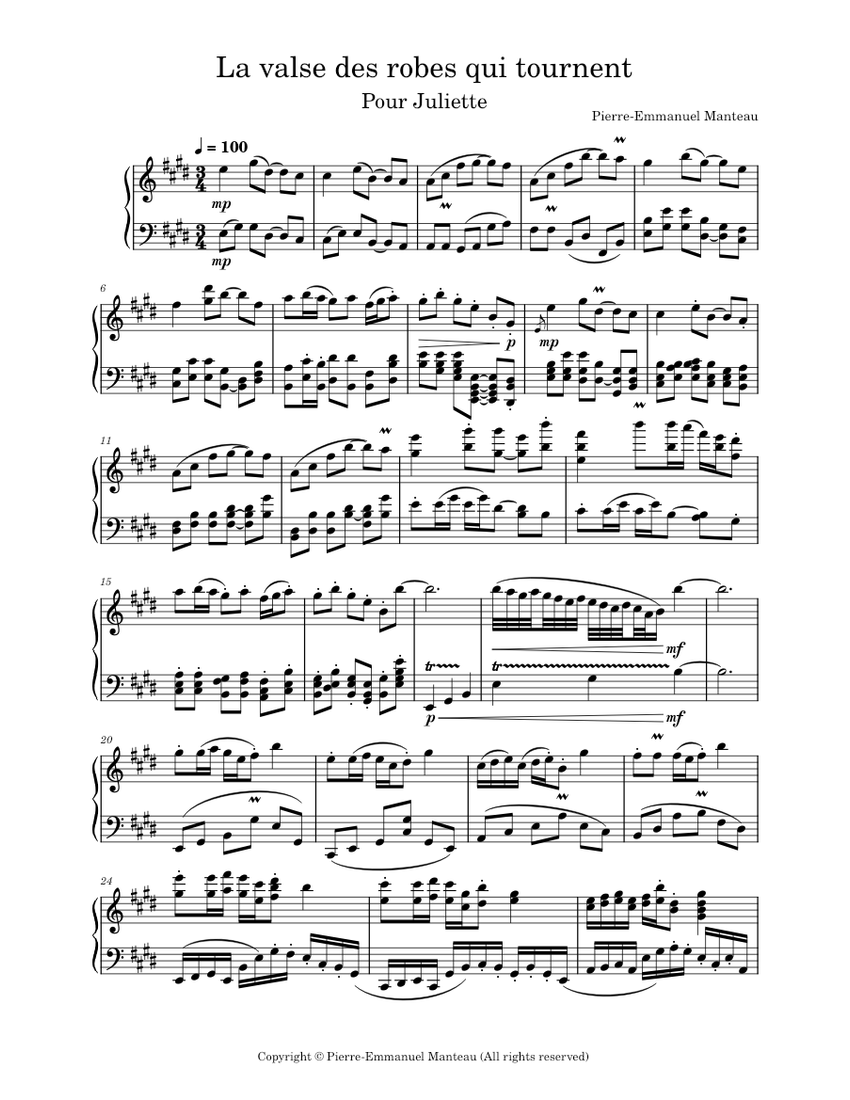 La valse des robes qui tournent PierreEmmanuel Manteau Sheet music