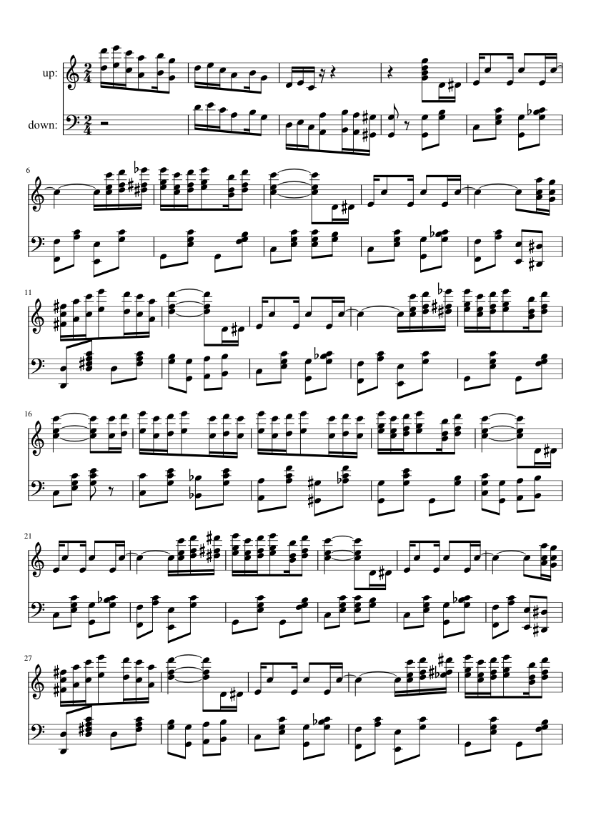 Entertainer Definitivo per 5 ottave piano Sheet music for Piano (Piano Duo)  | Musescore.com