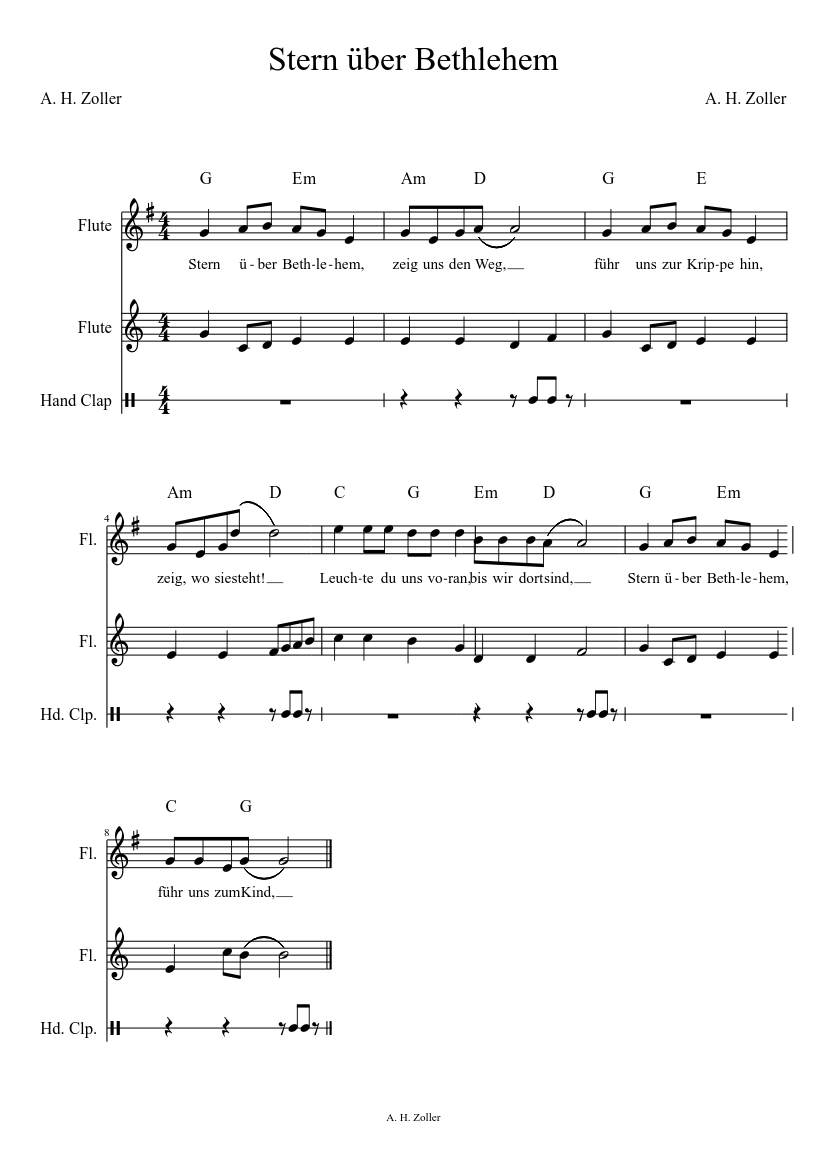 Stern über Bethlehem Sheet music for Flute (Woodwind Duet) | Musescore.com