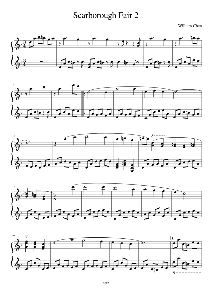 Scarborough Fair Sheet music for Piano (Solo) | Musescore.com