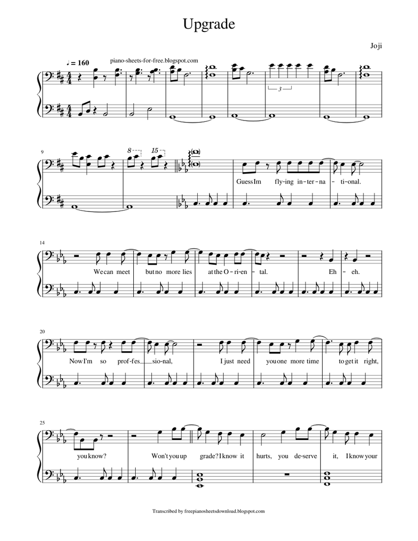Joji — Upgrade Sheet music for Piano (Solo) | Musescore.com