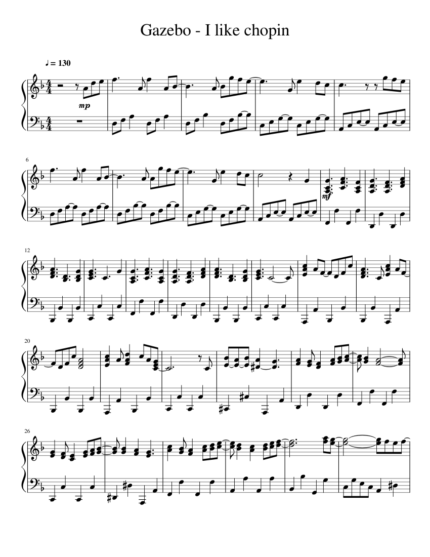 I like chopin (Gazebo) Sheet music for Piano (Solo) | Musescore.com