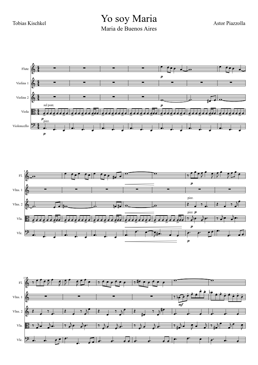 Yo soy Maria Sheet music for Flute, Viola (Mixed Duet) | Musescore.com