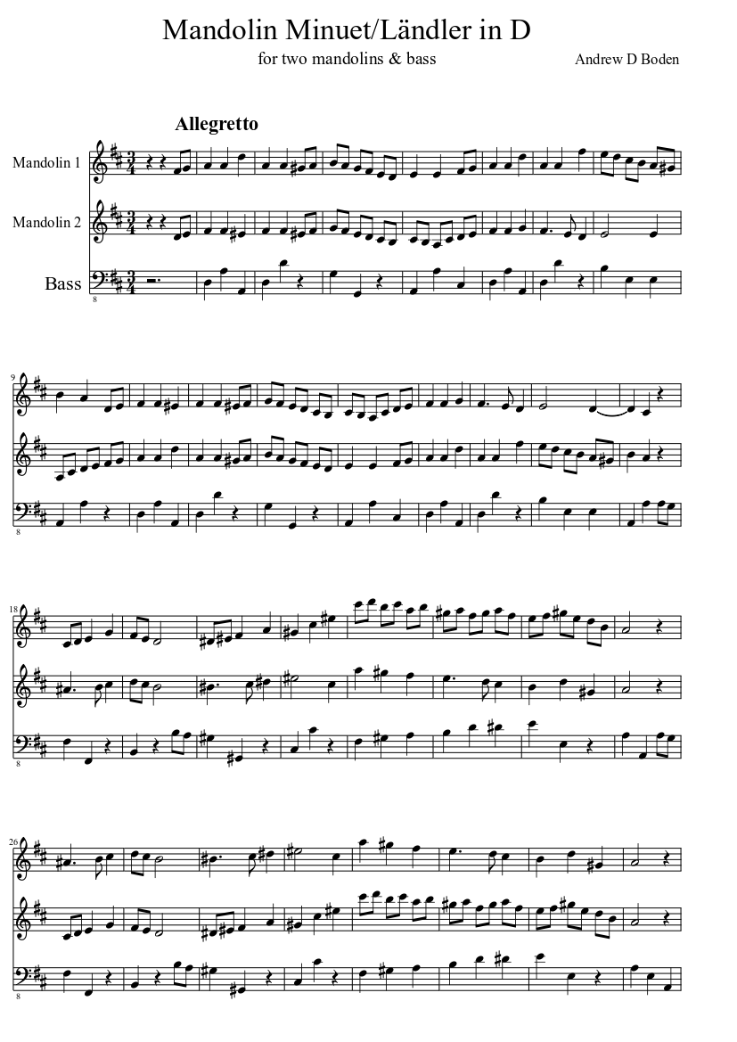 Mandolin Minuet/Ländler in D major