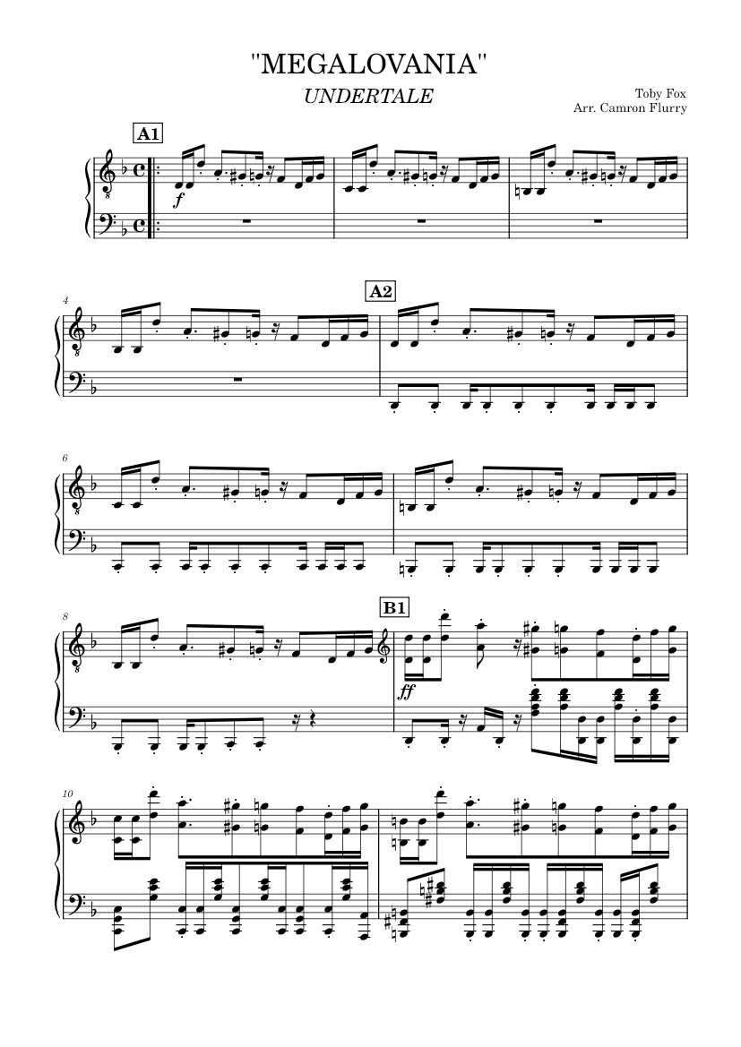 Piano Solo MEGALOVANIA UNDERTALE Sheet Music For Piano Solo Piano Solo MEGALOVANIA UNDERTALE Sheet Music For Piano Solo
