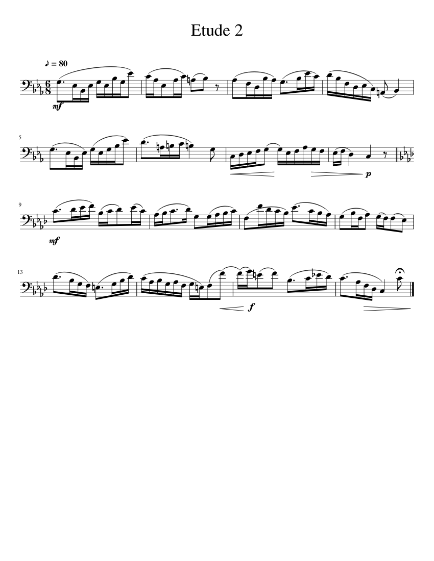 Etude 2 Sheet music for Trombone (Solo) | Musescore.com