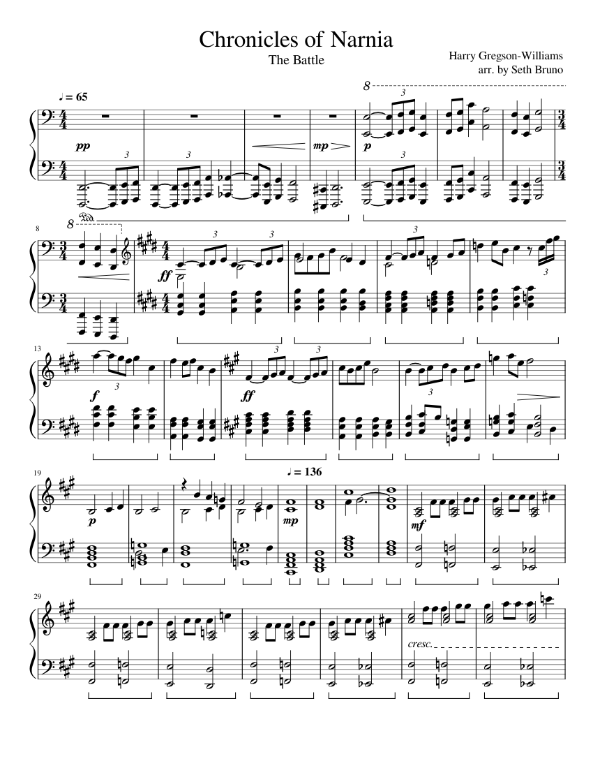 Chronicles of Narnia: The Battle - Piano Sheet music for Piano (Solo) |  Musescore.com
