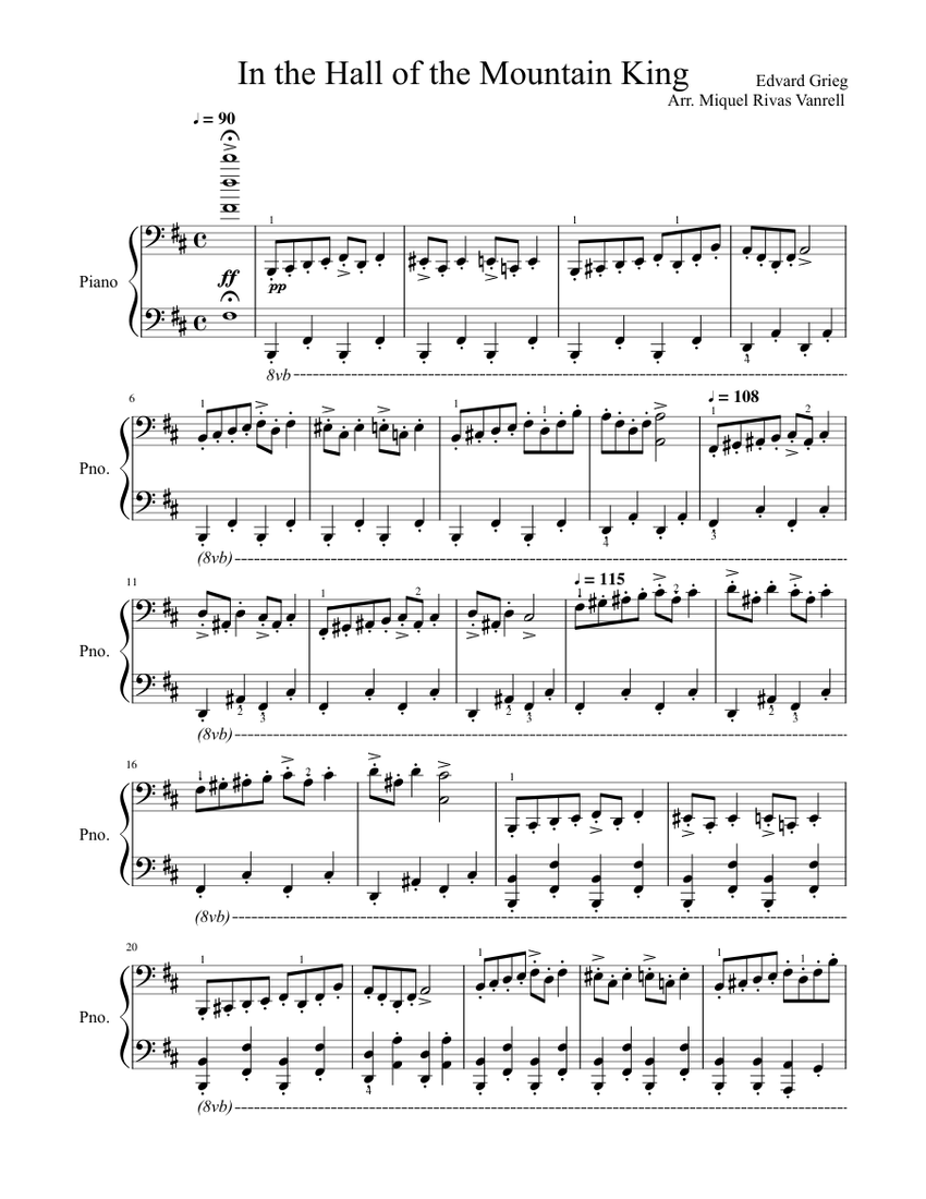 In the Hall of the Mountain King Sheet music for Piano (Solo