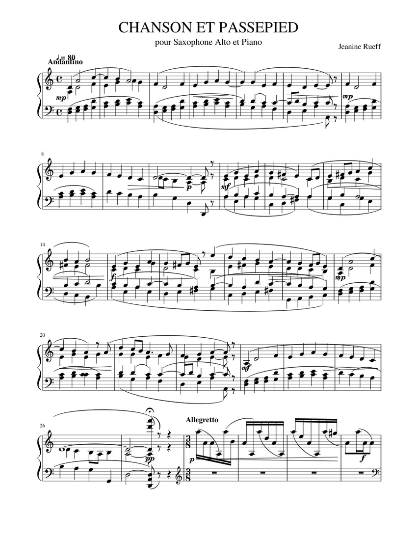 Chanson Et Passepied Sheet Music For Piano Solo Musescore Com