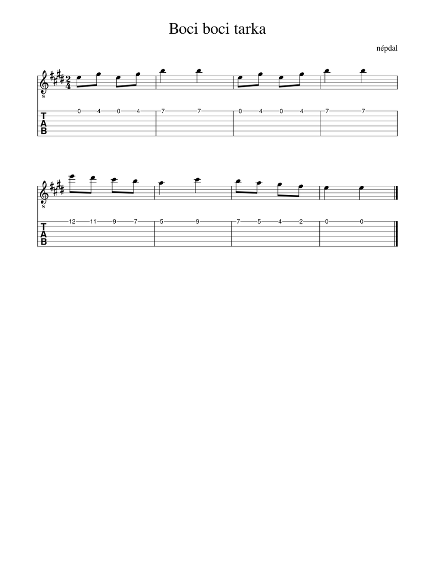Boci boci tarka Sheet music for Guitar (Solo) | Musescore.com
