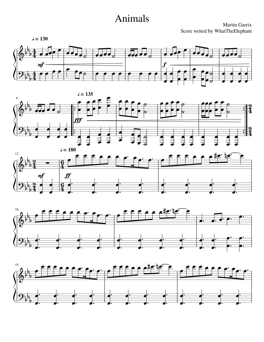 Animals Sheet music for Piano (Solo) | Musescore.com