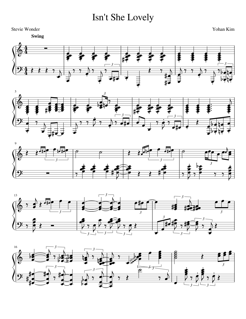 Isn T She Lovely 2 Sheet Music For Piano Solo Musescore Com Phillip keveren) for piano solo by stevie wonder. isn t she lovely 2 sheet music for