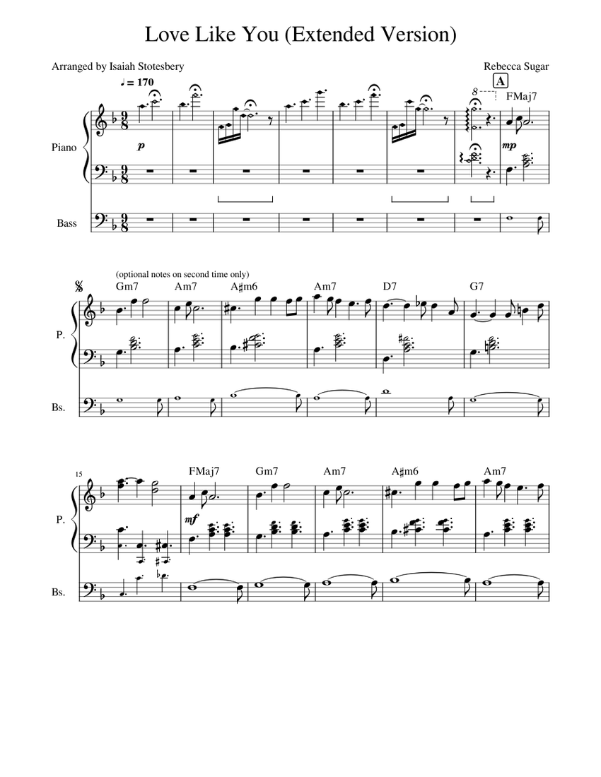 Love Like You (Extended Version) Sheet music for Piano, Bass guitar