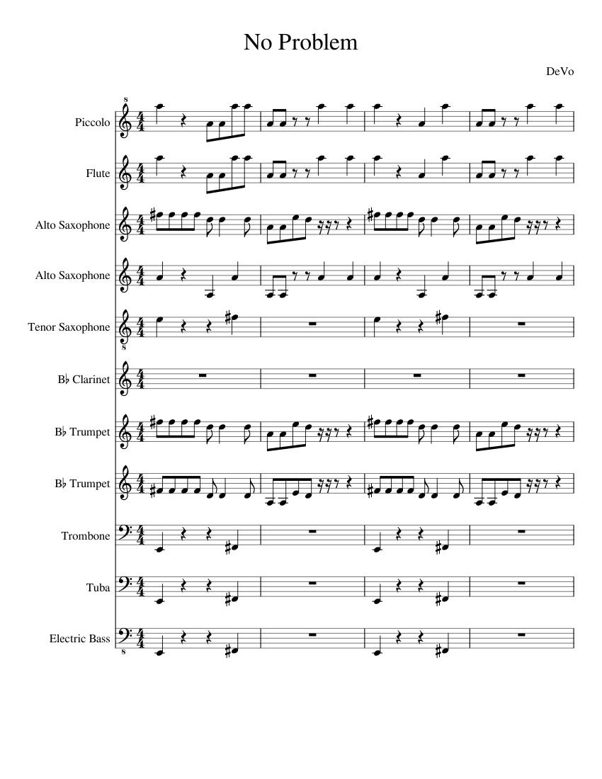 No Problem Sheet Music for Trombone, Tuba, Flute piccolo, Flute & more ...