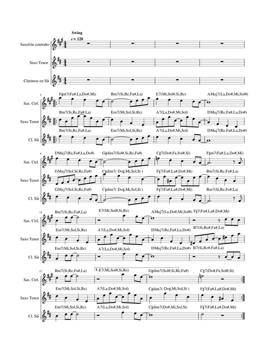 Fly Me To The Moon (Bart Howard). Armonizado Saxos Sheet music for in b