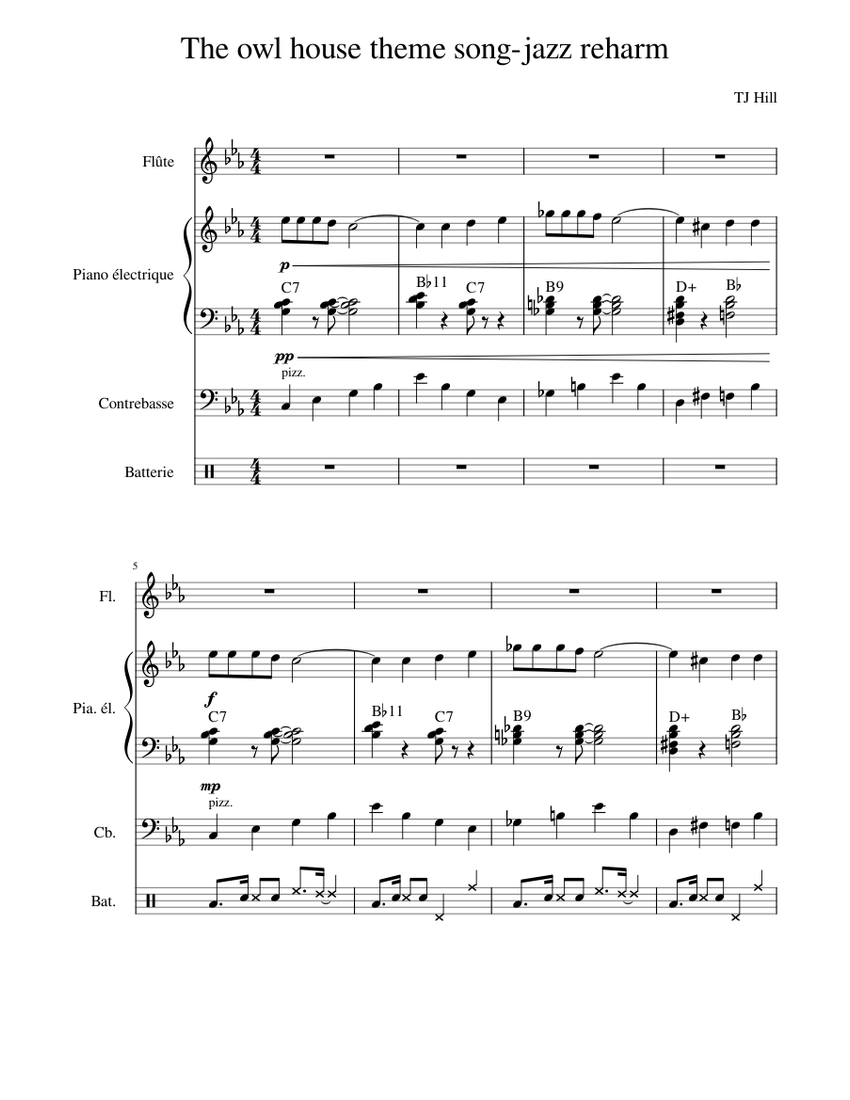 The owl house theme song-jazz version Sheet music for Piano, Flute ...