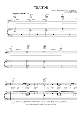 traitor (Piano, Vocal & Guitar Chords (Right-Hand Melody)) - Print Now