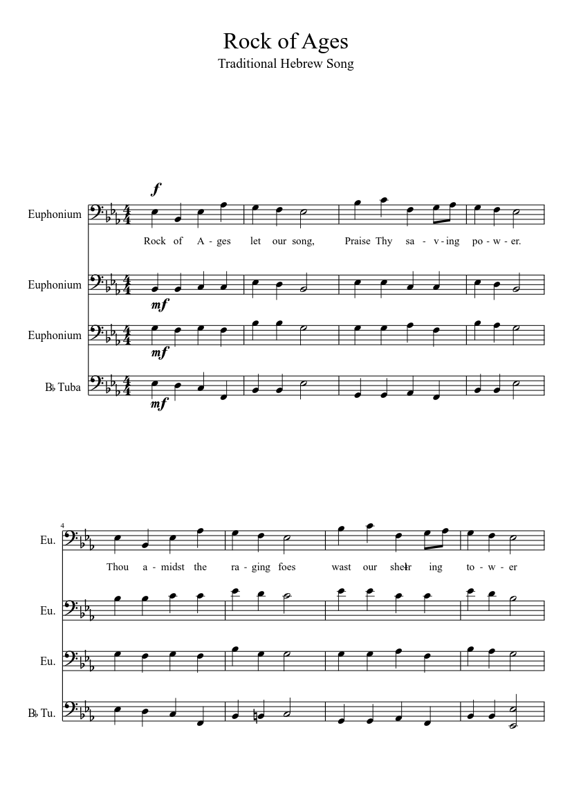 Rock of Ages Sheet music for Tuba (Solo) | Musescore.com