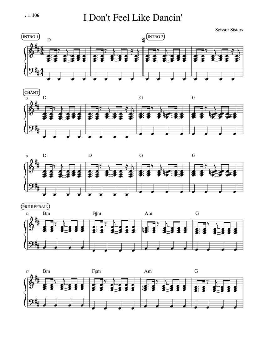 I Don't Feel Like Dancin' Sheet music for Piano (Solo) Easy | Musescore.com
