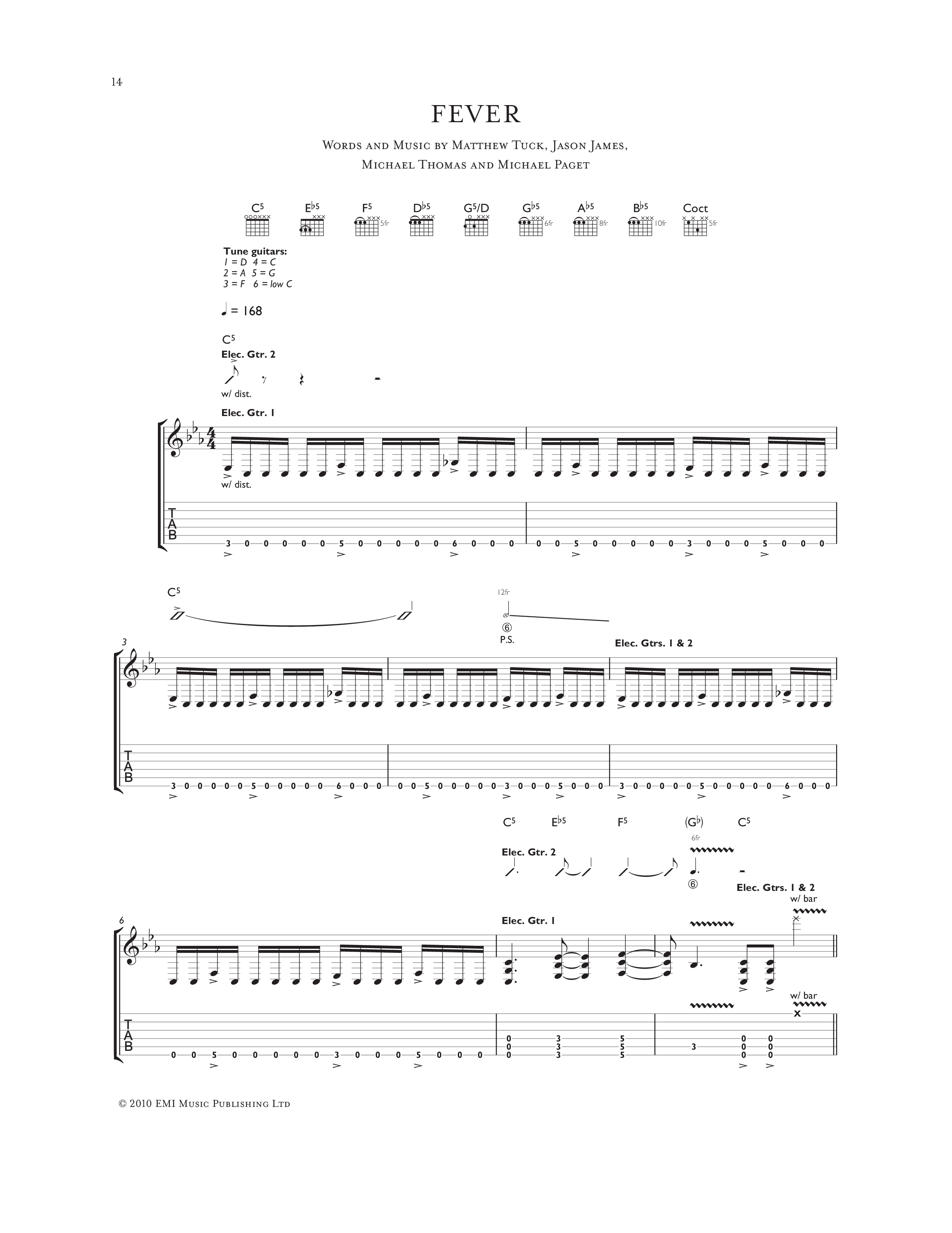 Bullet For My Valentine Fever 楽譜集 Play Official version of Fever Sheet Music by Bullet for My
