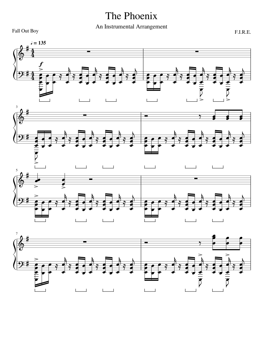 57 – Fall Out Boy – The Phoenix Sheet music for Piano (Solo) | Musescore.com