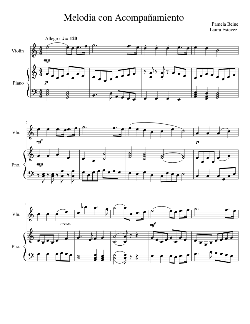 Melodia Con Acompa Amiento Sheet Music For Piano Violin Solo 