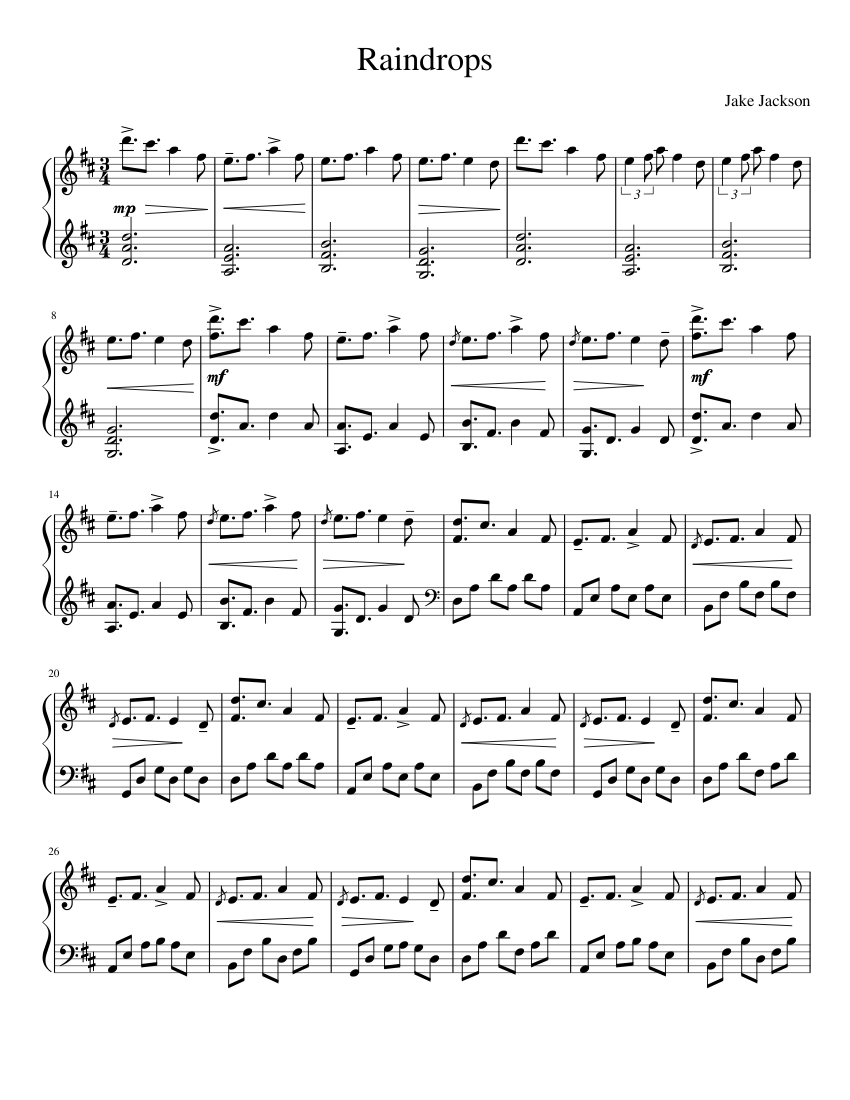 Raindrops Sheet music for Piano (Solo) | Musescore.com