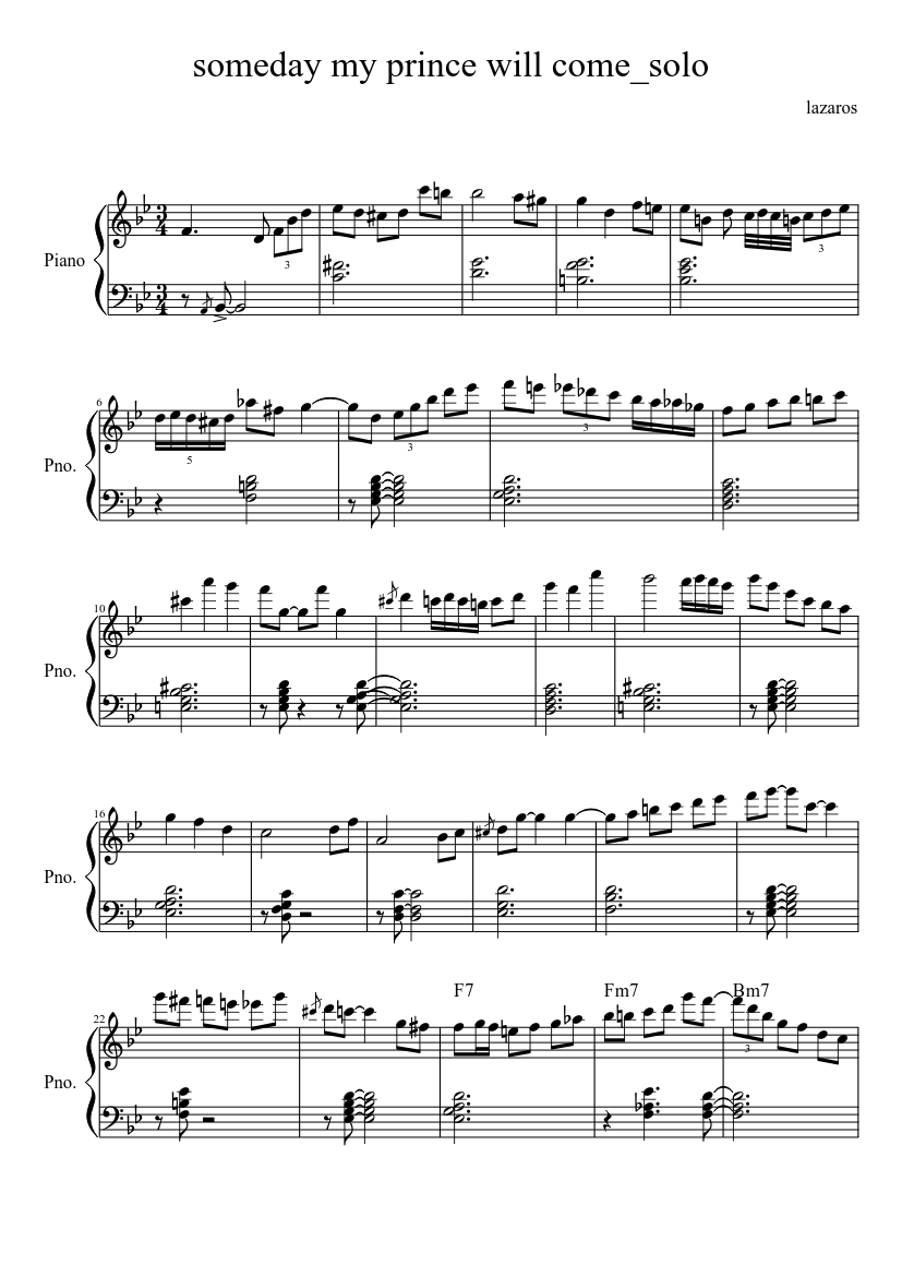 someday my prince will come (piano solo) Sheet music for Piano (Solo) |  Musescore.com