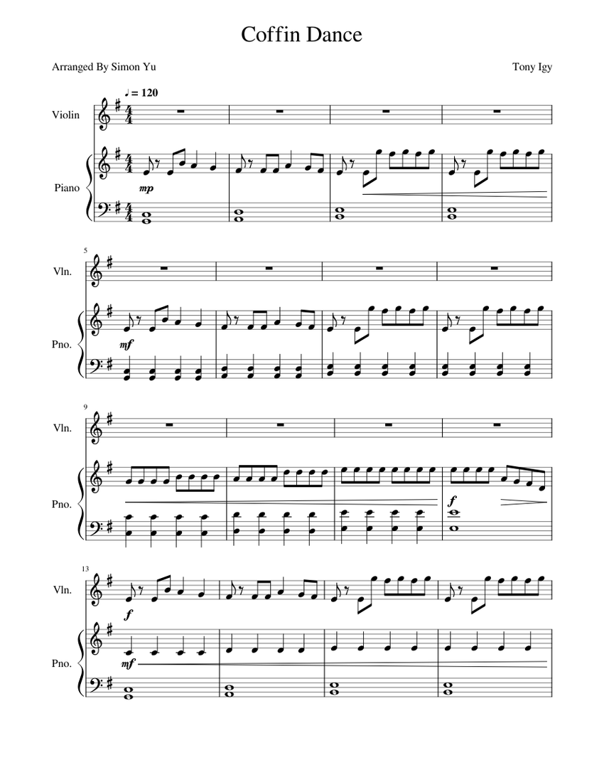 Coffin_Dance Sheet music for Piano, Violin (Solo) | Download and print