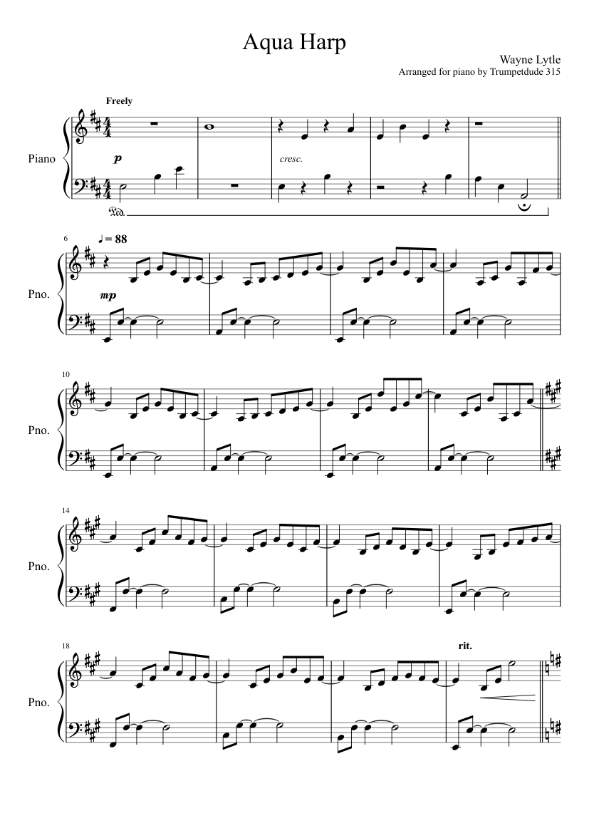 Aqua Harp (Animusic) (Piano Solo) Sheet music for Piano (Solo) |  Musescore.com