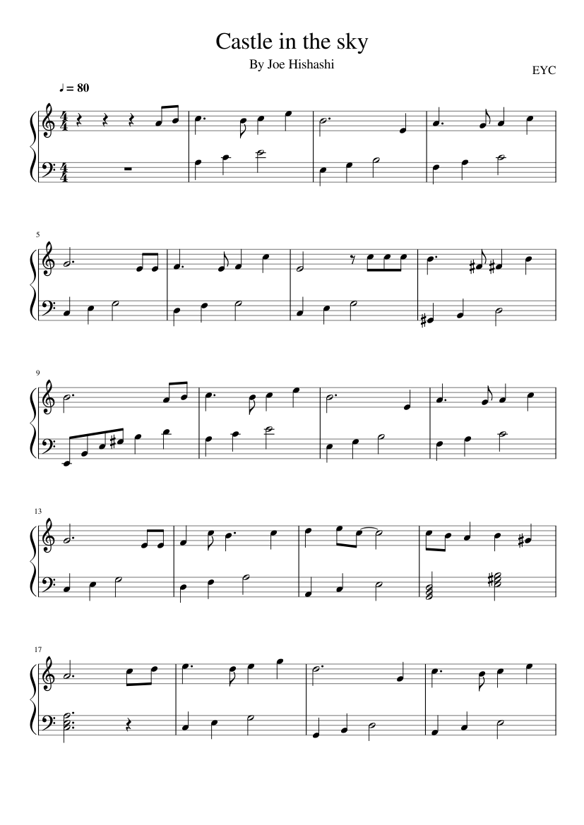 Castle in the sky-easy Sheet music for Piano (Solo) | Musescore.com