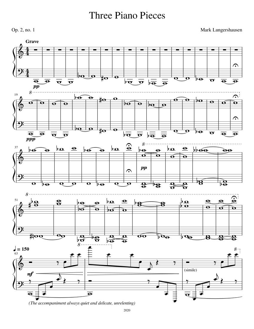 Three Piano Pieces, number 1 Sheet music for Piano (Solo) Easy ...